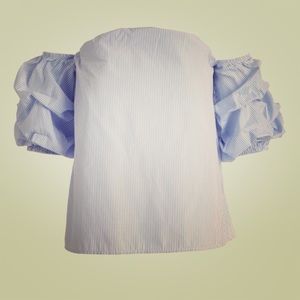 Blue Ruffle Off-Shoulder Top